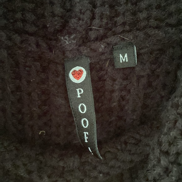 POOF black chunky knit turtle neck sleeveless sweater tier hem M - Picture 2 of 4